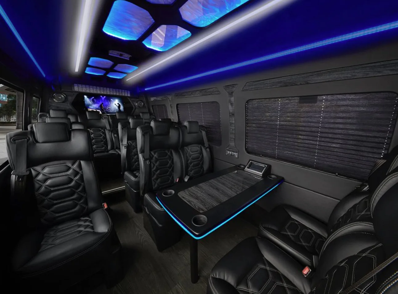 Luxury Sprinter van and private jet at the airport