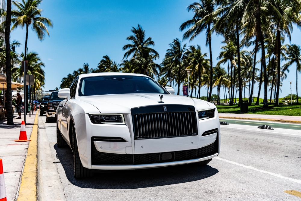 Rolls-Royce Ghost at miami beach ocean drive. 